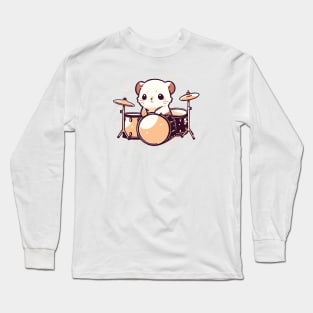Ferret playing drums Long Sleeve T-Shirt